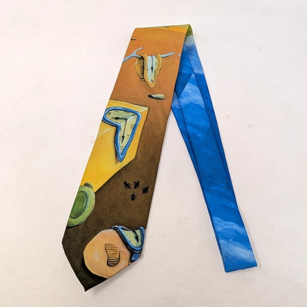 Vintage 1994 Ralph Marlin Salvador Dali Time Warp Surrealist Art Necktie USA
